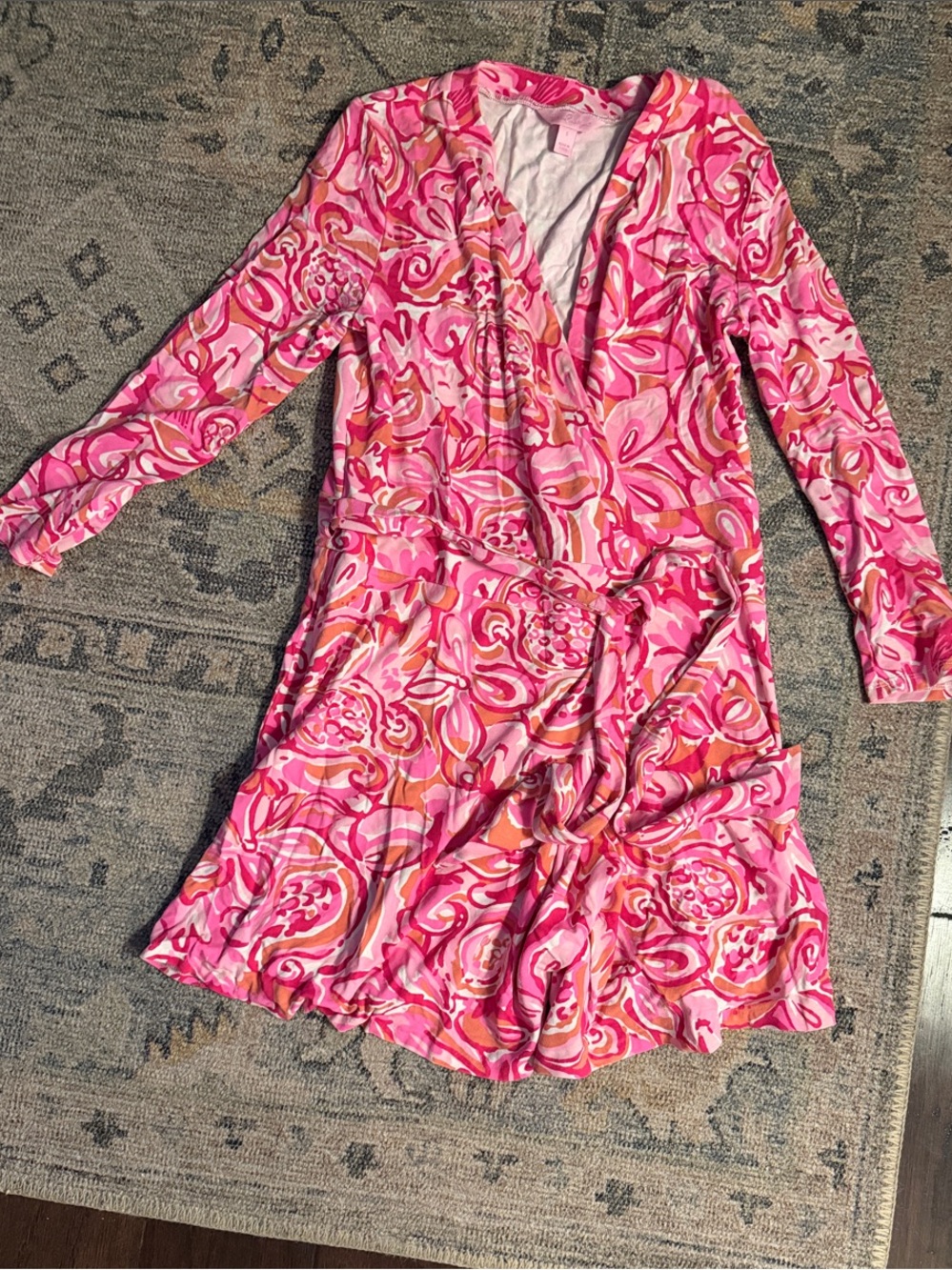 Lilly Pulitzer Karli Wrap Romper in Mango Salsa, Size Small
